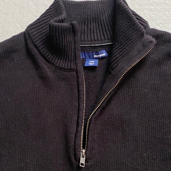 Black Mens Quarter Zip Sweater - Picture 4 of 4